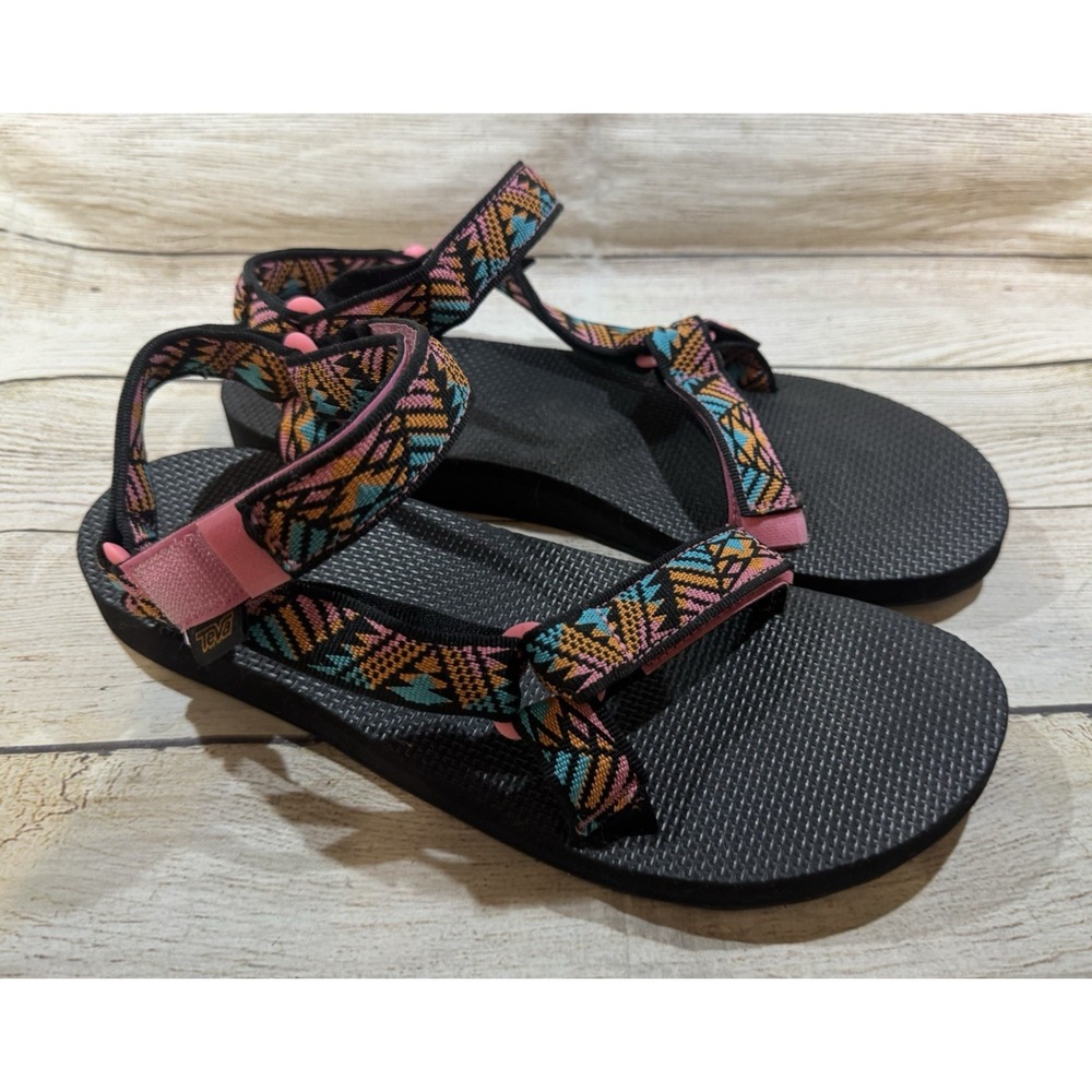 Womens Teva Sandals Hook Loop Geometric Aztec Design Sz 11 EXCELLENT